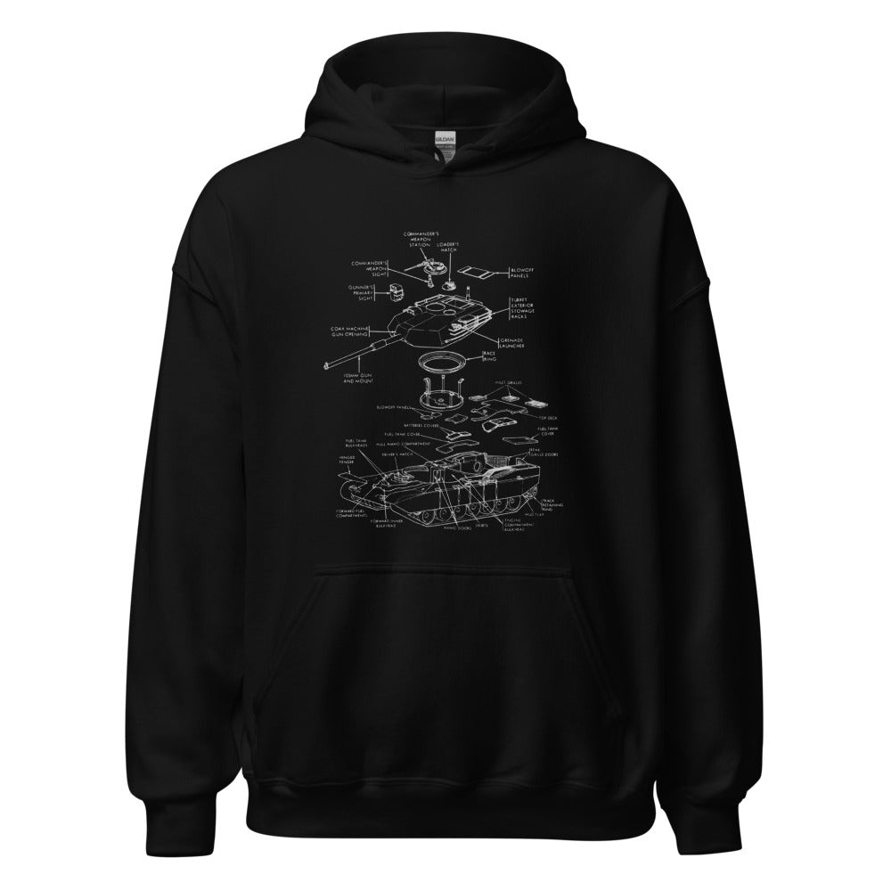 Spookston - M1 Abrams Exploded Diagram Hoodie – Crowdmade