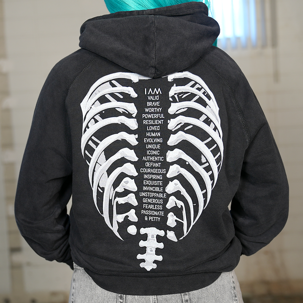 SWOOP VALID HOODIE RIBCAGE VINTAGE BLACK Crowdmade