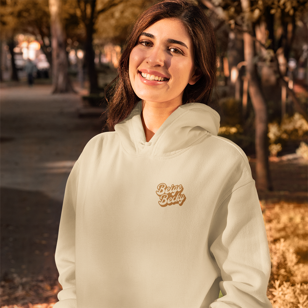 Jaime French - Beige Becky Hoodie – Crowdmade