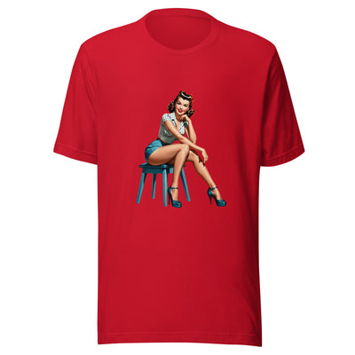 1950s Sitting Pinup Girl Wearing Short Shorts