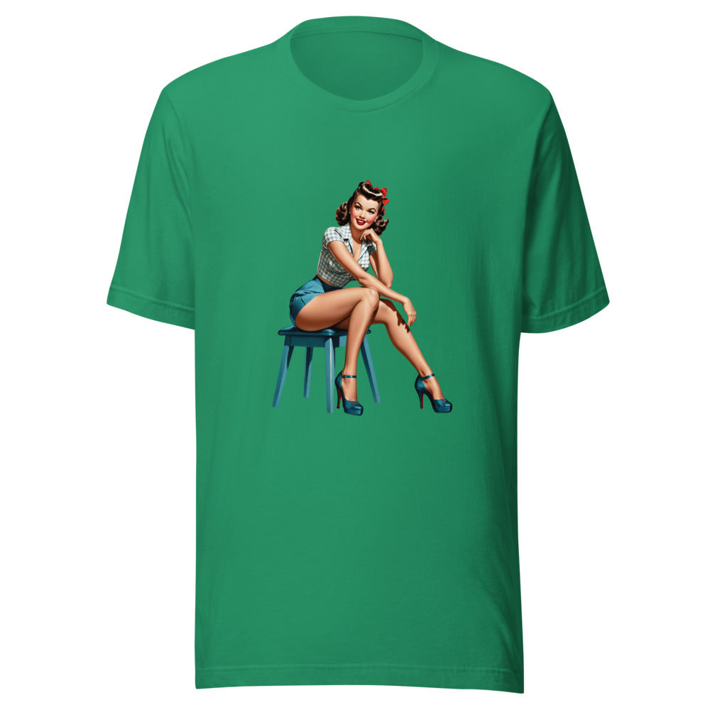 1950s Sitting Pinup Girl Wearing Short Shorts
