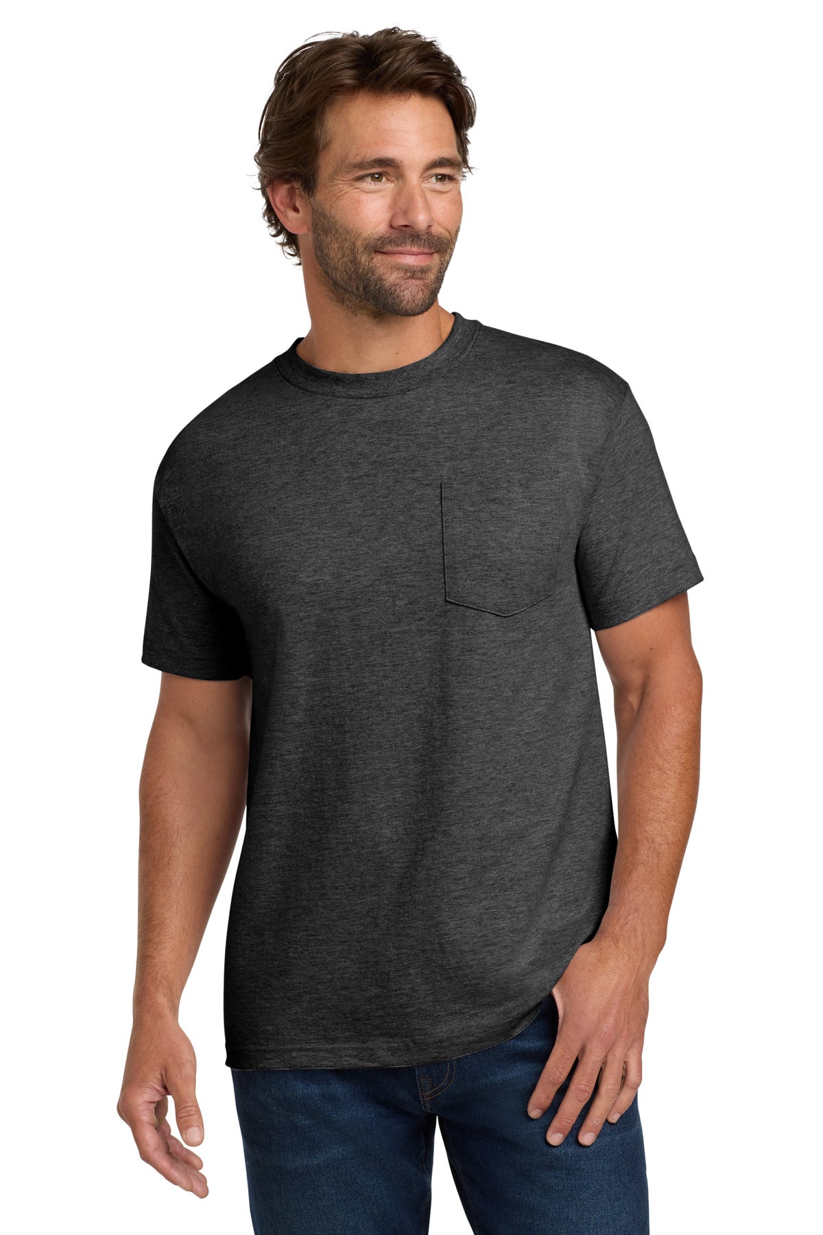 Hanes Beefy-T - 100% Cotton T-Shirt with Pocket. 5190