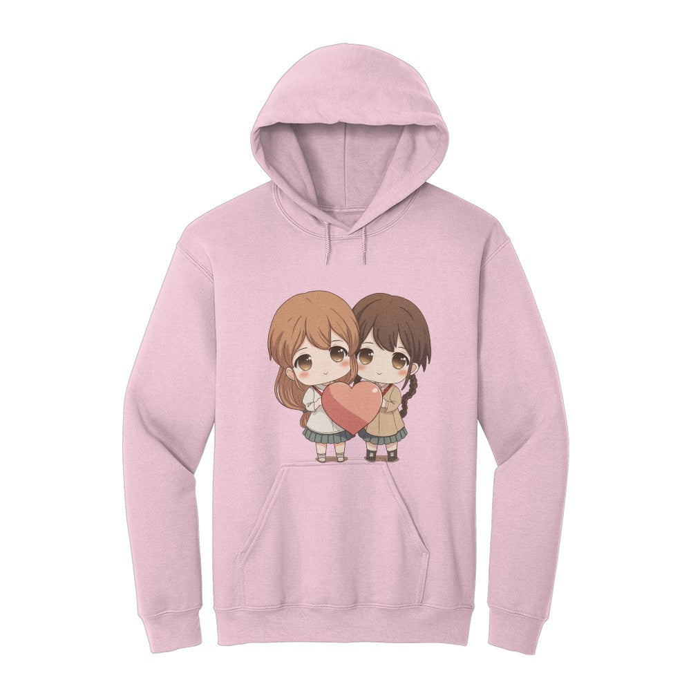 A perfect gift for her and her - Cute Girl Loves Cute Girl Heart Unisex Hooded Sweatshirt