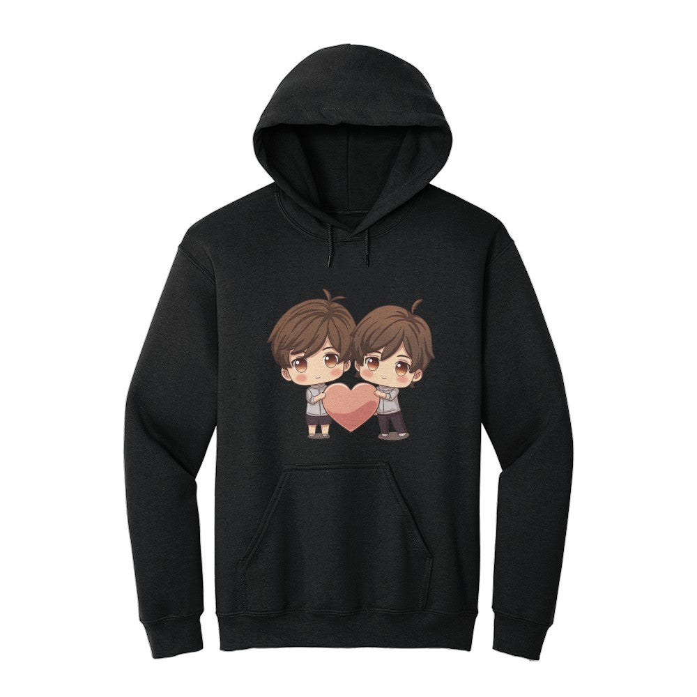 A perfect gift for him and him - Cute Boy loves Cute Boy Hearts Unisex Hooded Sweatshirt