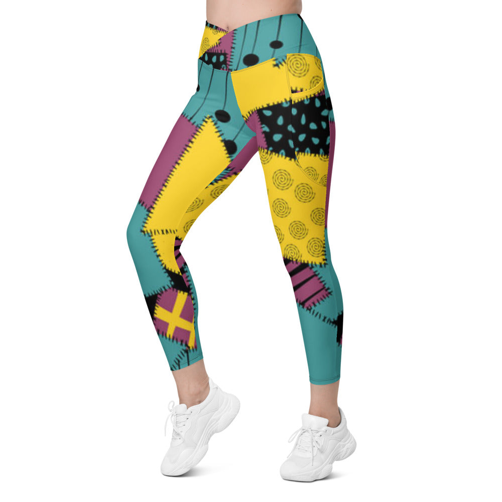 All-Over Sally Recycled Crossover Cosplay Leggings with Pockets