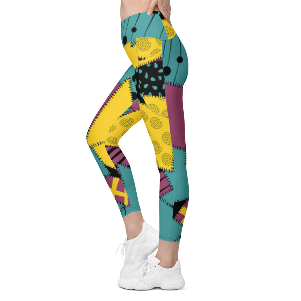 All-Over Sally Recycled Crossover Cosplay Leggings with Pockets