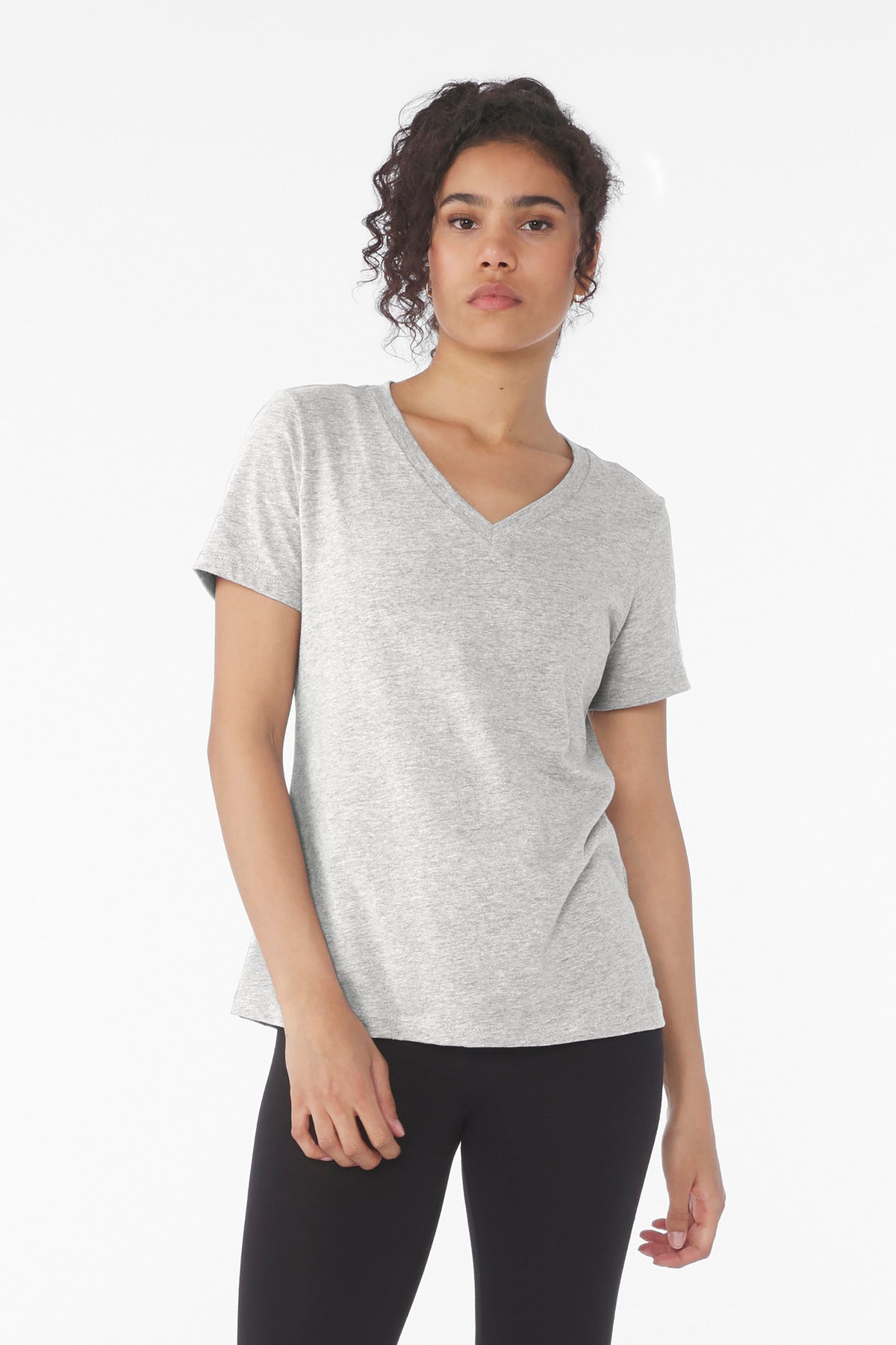 BELLA+CANVAS Women's Relaxed Heather CVC V-Neck Tee BC6405CVC – Crowdmade
