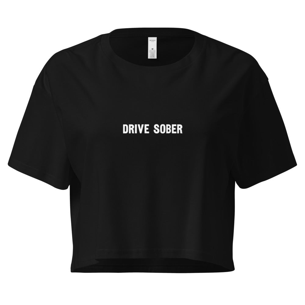 Black and white drive sober crop top