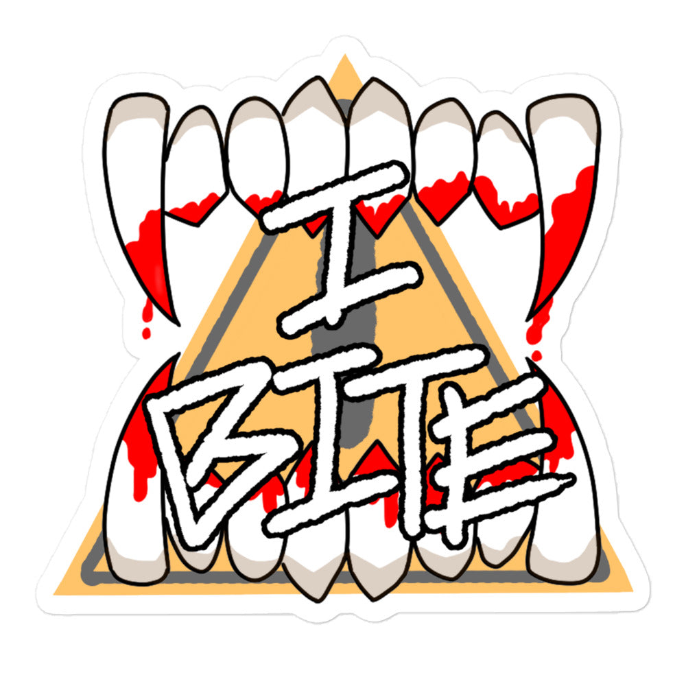 Bite Work Sticker WonderAuria - Caution: I BITE Sticker – Crowdmade