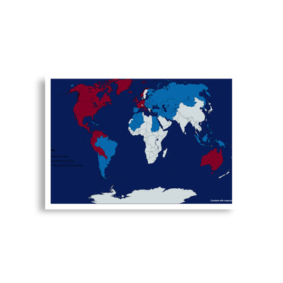 Desitian Empire and Other Countries Map (Red: Mendalistan Empire, Blue: Desitian Empire, Light White: The Principality of Densast)