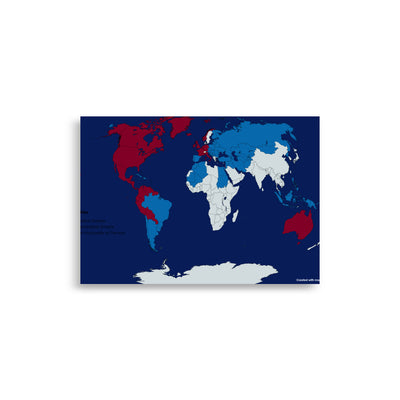 Desitian Empire and Other Countries Map (Red: Mendalistan Empire, Blue: Desitian Empire, Light White: The Principality of Densast)