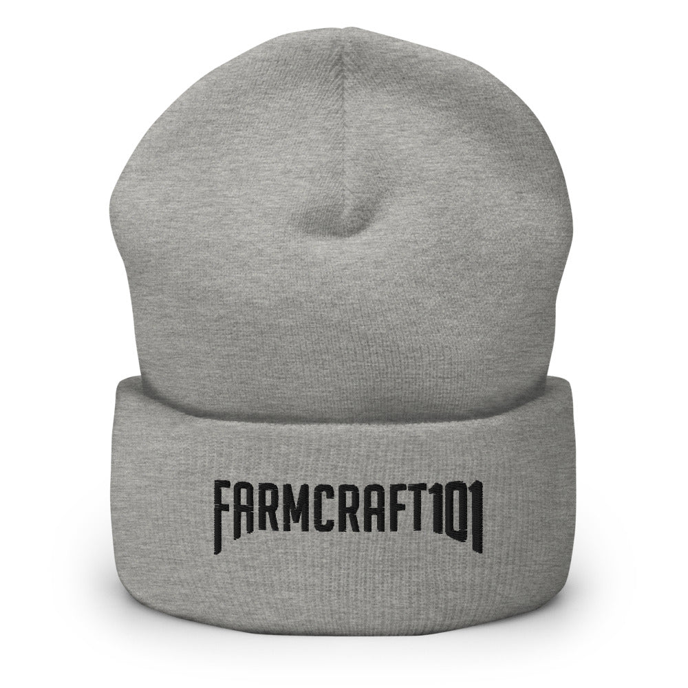 Farmcraft101 Embroidered Beanie(Grey & White)