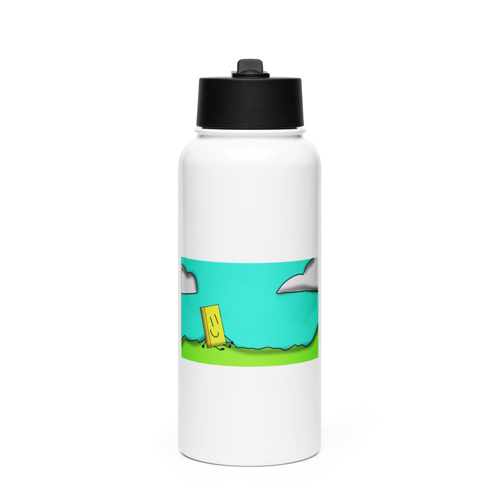 French Friey Background Steel Water Bottle With Straw Lid