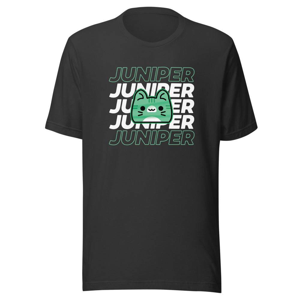 Juniper White Text with Cat Shirt