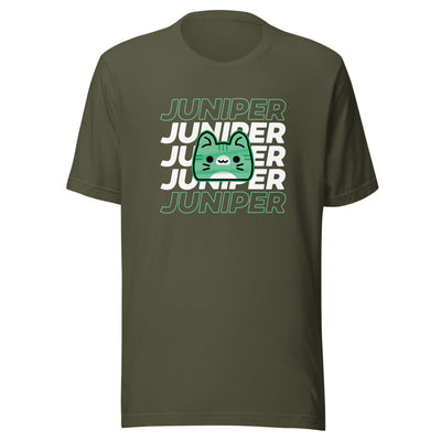 Juniper White Text with Cat Shirt