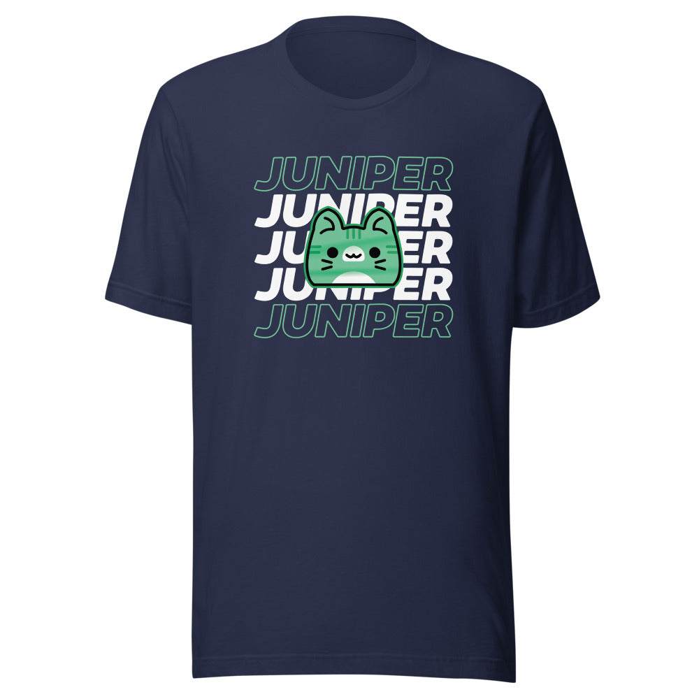 Juniper White Text with Cat Shirt