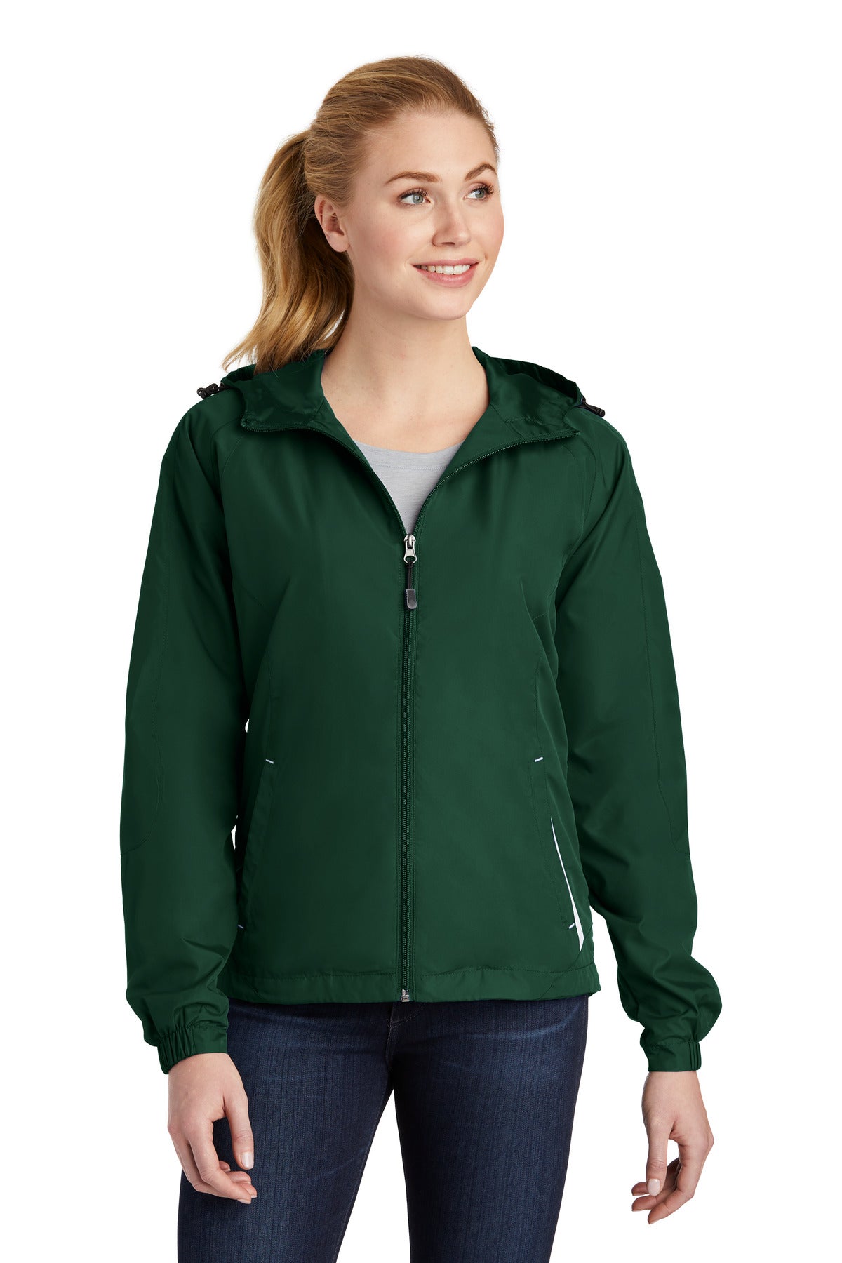 Sport-TekWomen's Colorblock Hooded Raglan Jacket. LST76