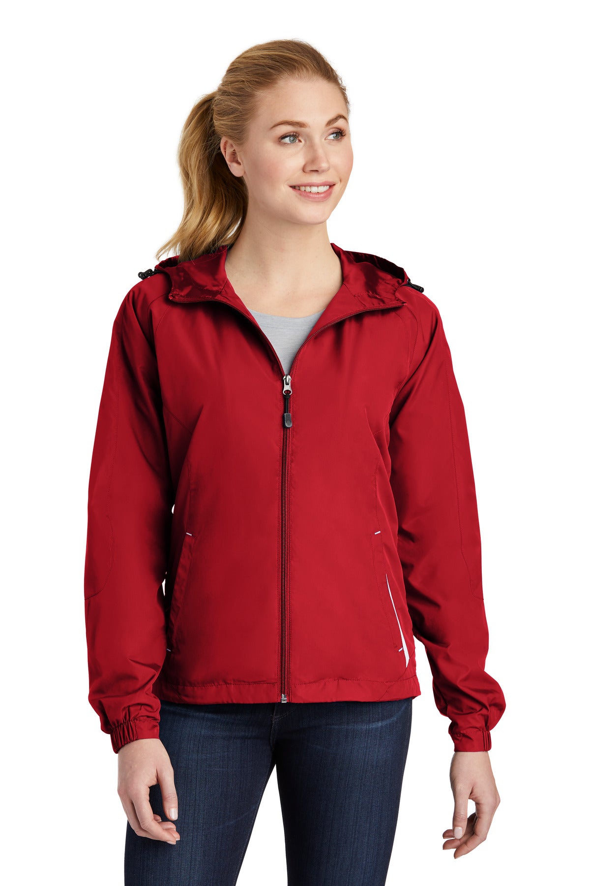 Sport-TekWomen's Colorblock Hooded Raglan Jacket. LST76