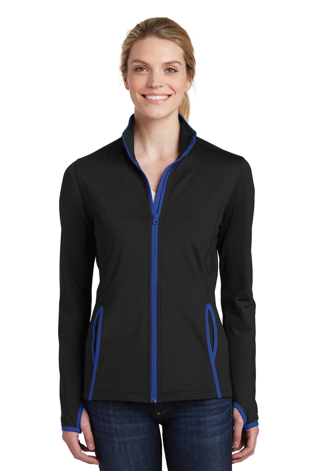 Sport-TekWomen's Sport-WickStretch Contrast Full-Zip Jacket.  LST853