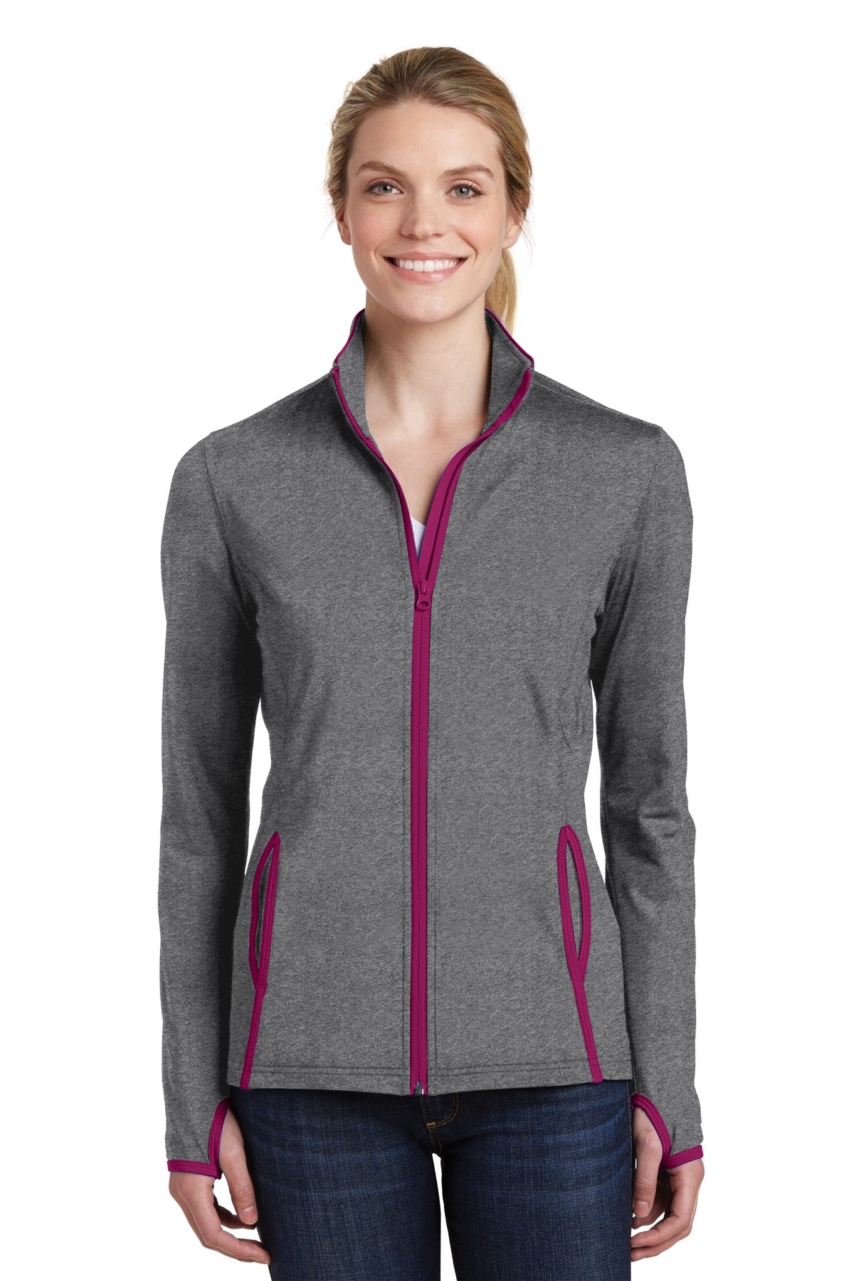 Sport-TekWomen's Sport-WickStretch Contrast Full-Zip Jacket.  LST853