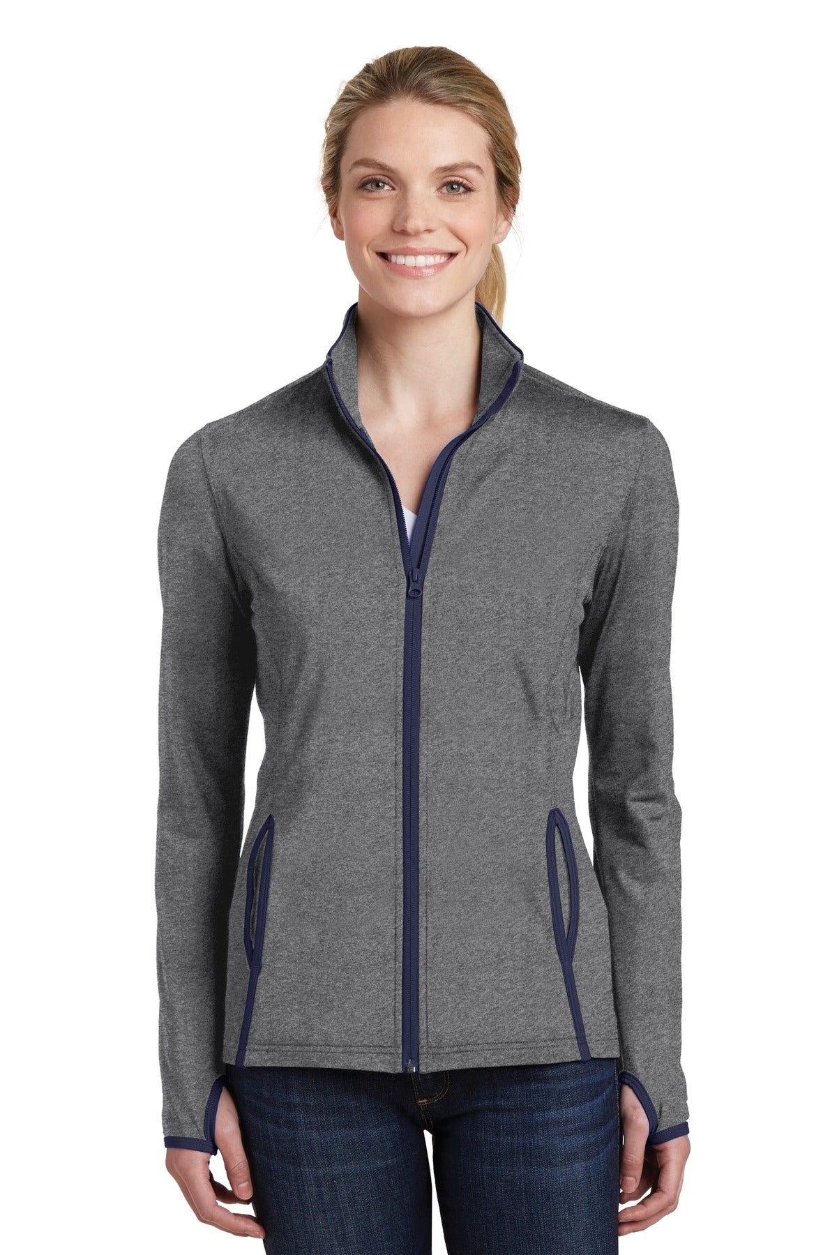 Sport-TekWomen's Sport-WickStretch Contrast Full-Zip Jacket.  LST853