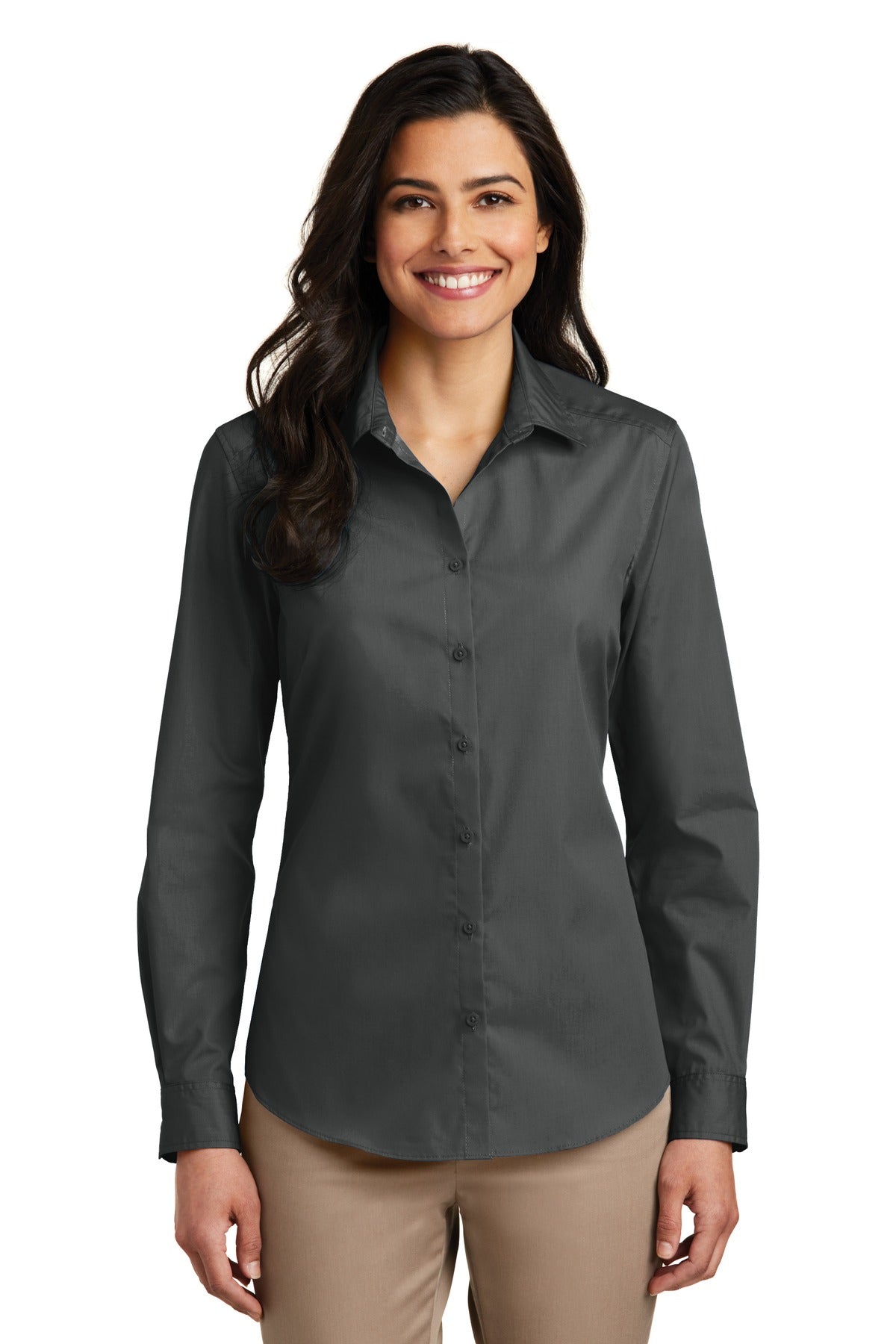 Port AuthorityWomen's Long Sleeve Carefree Poplin Shirt. LW100