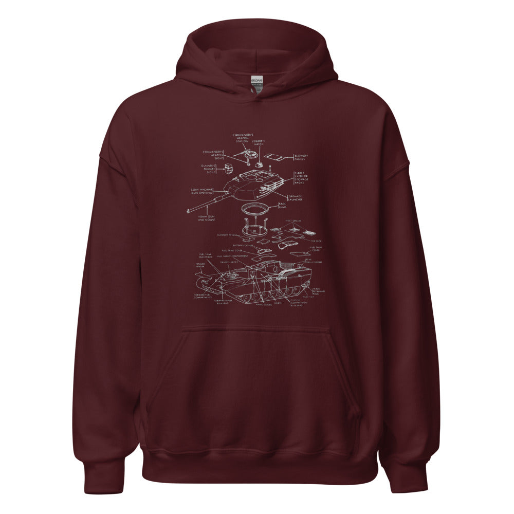 M1 Abrams Exploded Diagram Hoodie