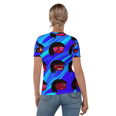 MANY FACES ALL-OVER PRINT WOMEN'S CREW NECK T-SHIRT