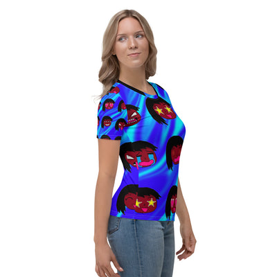 MANY FACES ALL-OVER PRINT WOMEN'S CREW NECK T-SHIRT