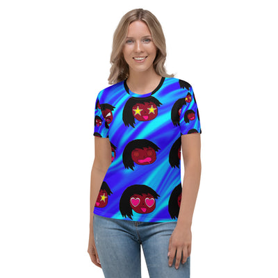 MANY FACES ALL-OVER PRINT WOMEN'S CREW NECK T-SHIRT