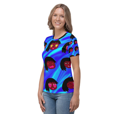 MANY FACES ALL-OVER PRINT WOMEN'S CREW NECK T-SHIRT