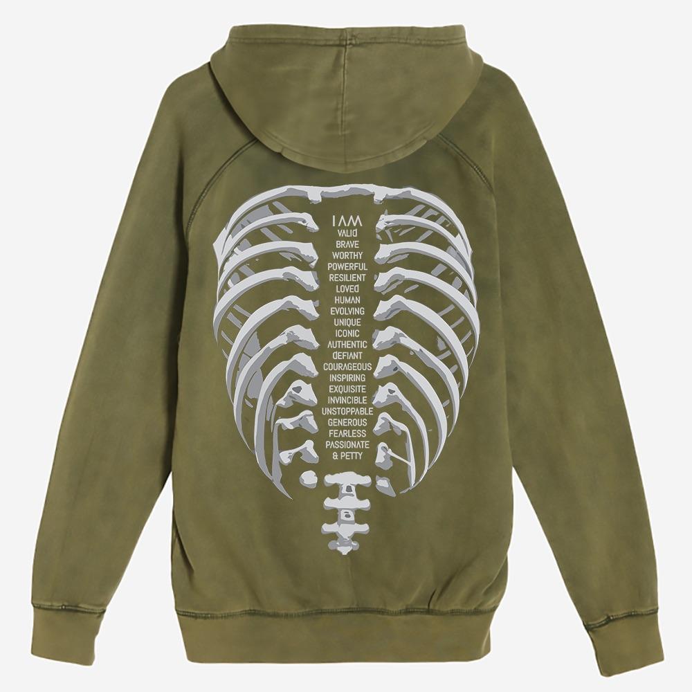 VALID HOODIE RIBCAGE - VINTAGE OLIVE