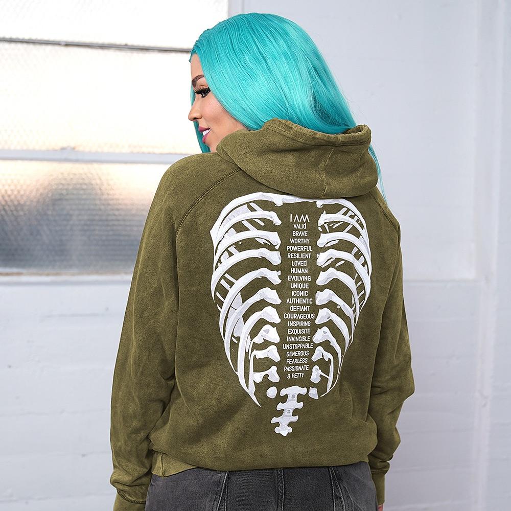 VALID HOODIE RIBCAGE - VINTAGE OLIVE