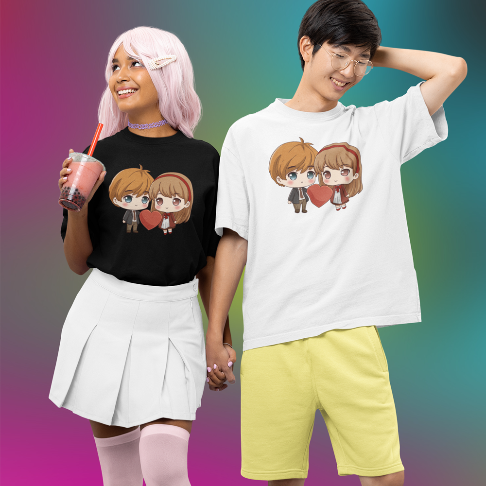 A perfect gift for him and her - Cute boy loves Cute Girl Hearts Unisex T-Shirt