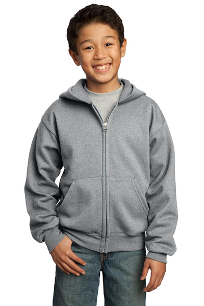 Port & Co Youth Core Fleece Full-Zip Hooded Sweatshirt.  PC90YZH