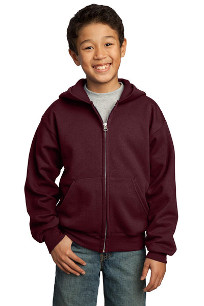 Port & Co Youth Core Fleece Full-Zip Hooded Sweatshirt.  PC90YZH