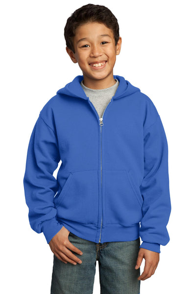 Port & Co Youth Core Fleece Full-Zip Hooded Sweatshirt.  PC90YZH