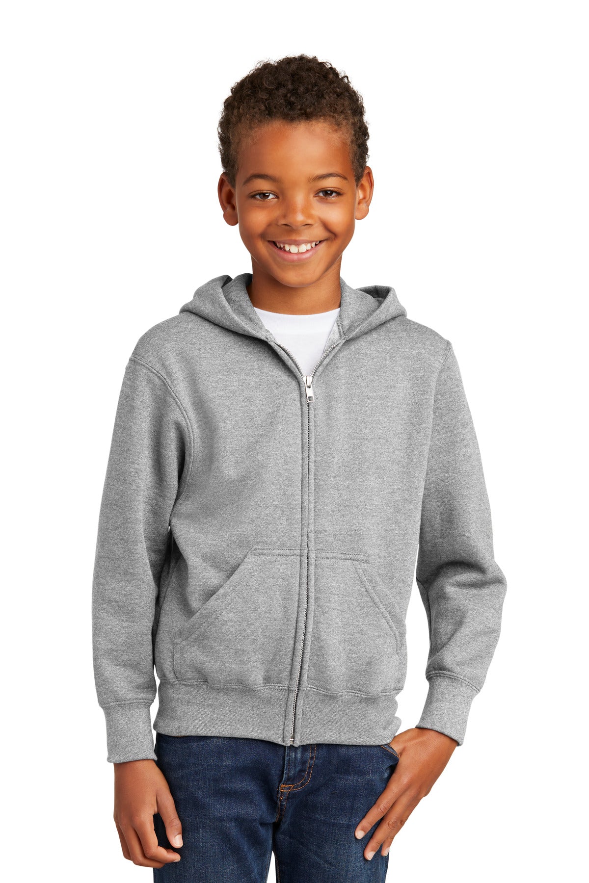 Port & Co Youth Core Fleece Full-Zip Hooded Sweatshirt.  PC90YZH