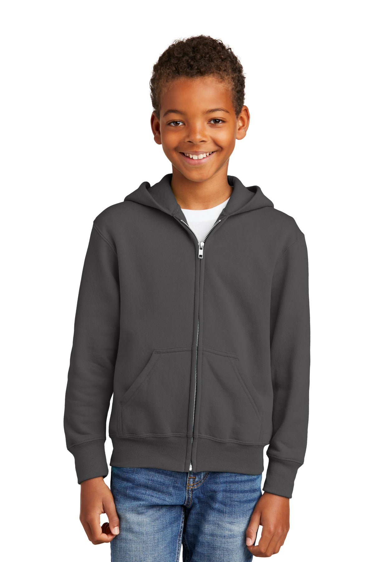 Port & Co Youth Core Fleece Full-Zip Hooded Sweatshirt.  PC90YZH