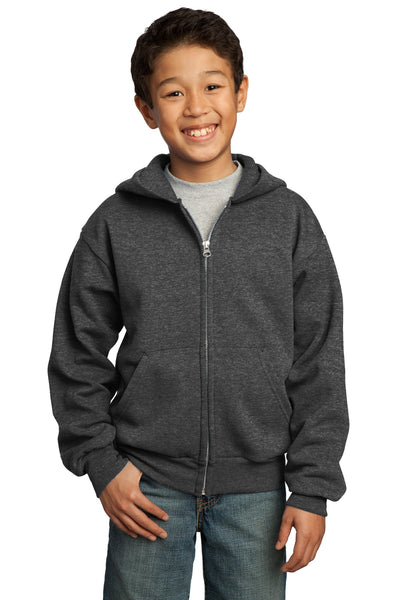 Port & Co Youth Core Fleece Full-Zip Hooded Sweatshirt.  PC90YZH