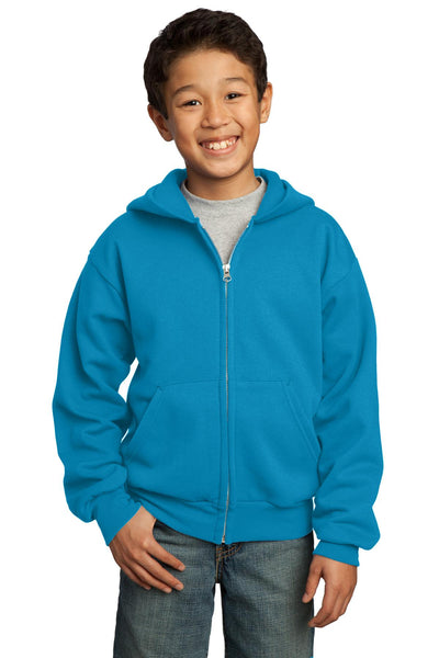 Port & Co Youth Core Fleece Full-Zip Hooded Sweatshirt.  PC90YZH