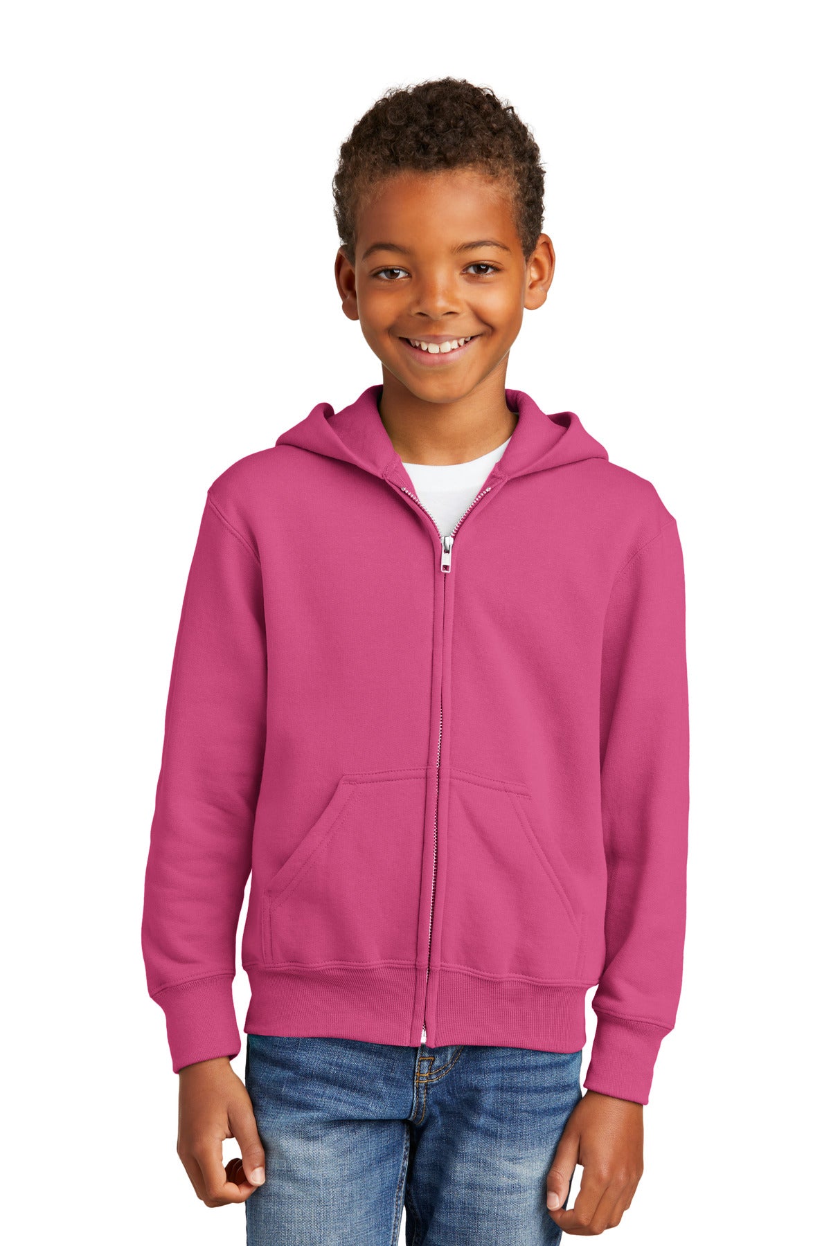 Port & Co Youth Core Fleece Full-Zip Hooded Sweatshirt.  PC90YZH
