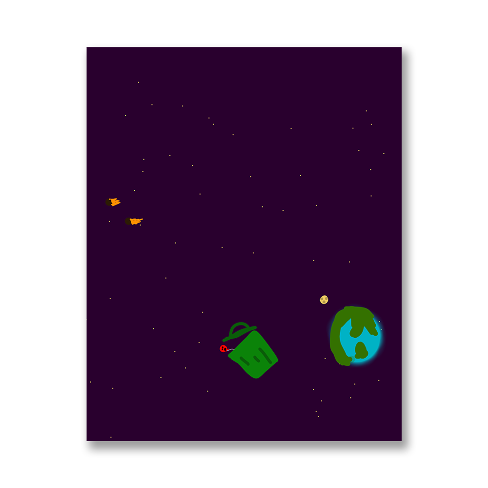 Trash can in space poster