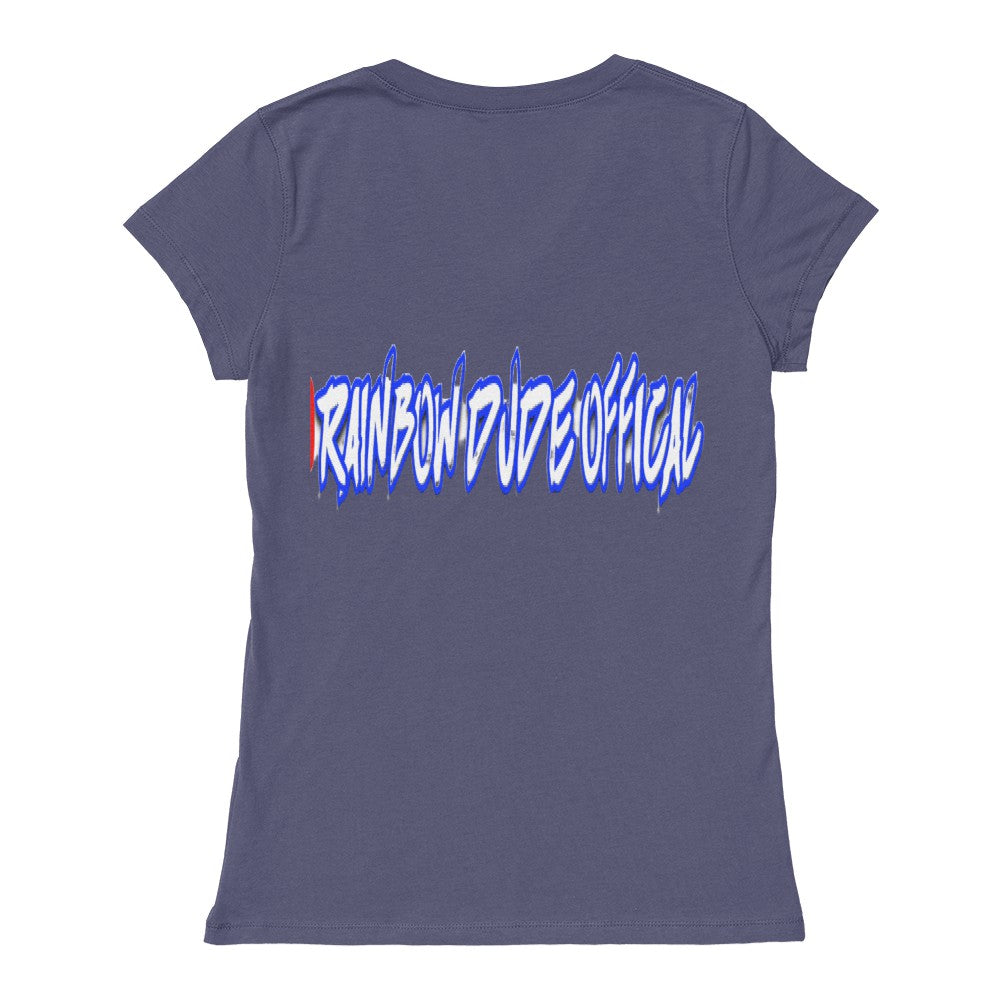 Rainbow Dude - Bella Canvas Ladies Jersey Short Sleeve V-Neck Tee Blue + other
