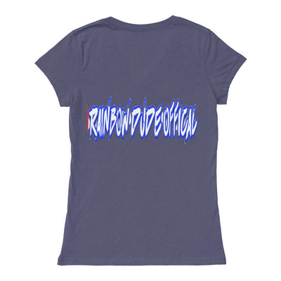 Rainbow Dude - Bella Canvas Ladies Jersey Short Sleeve V-Neck Tee Blue + other