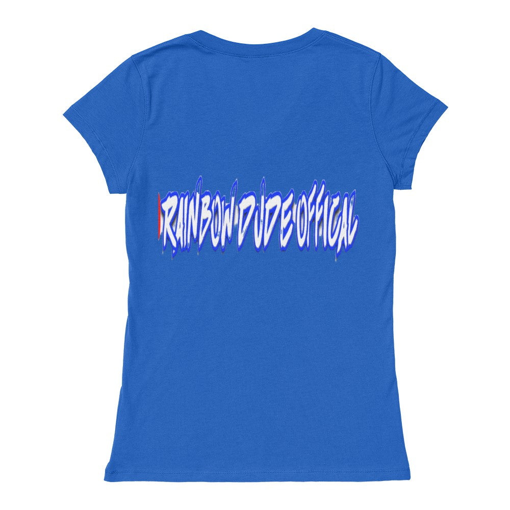 Rainbow Dude - Bella Canvas Ladies Jersey Short Sleeve V-Neck Tee Blue + other
