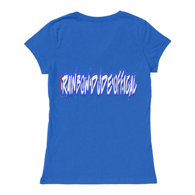 Rainbow Dude - Bella Canvas Ladies Jersey Short Sleeve V-Neck Tee Blue + other