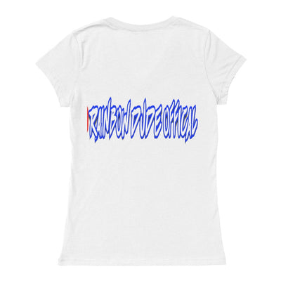 Rainbow Dude - Bella Canvas Ladies Jersey Short Sleeve V-Neck Tee Blue + other
