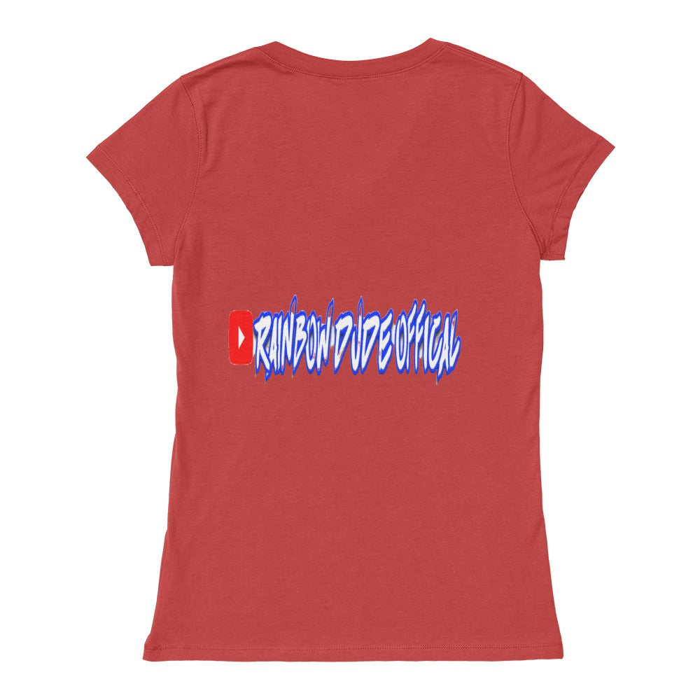 Rainbow Dude - Bella Canvas Ladies Jersey Short Sleeve V-Neck Tee (Red )