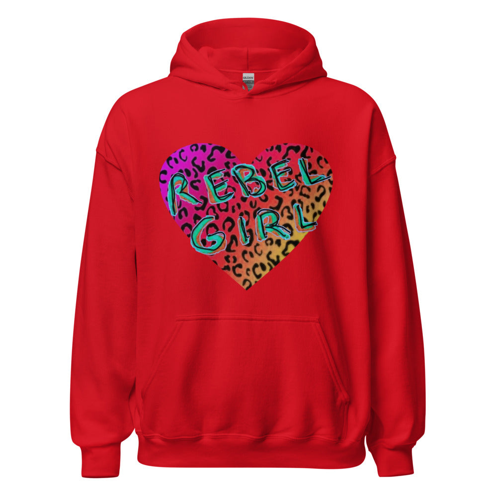 Rebel Girl Leopard Heart Ladies Hoodie